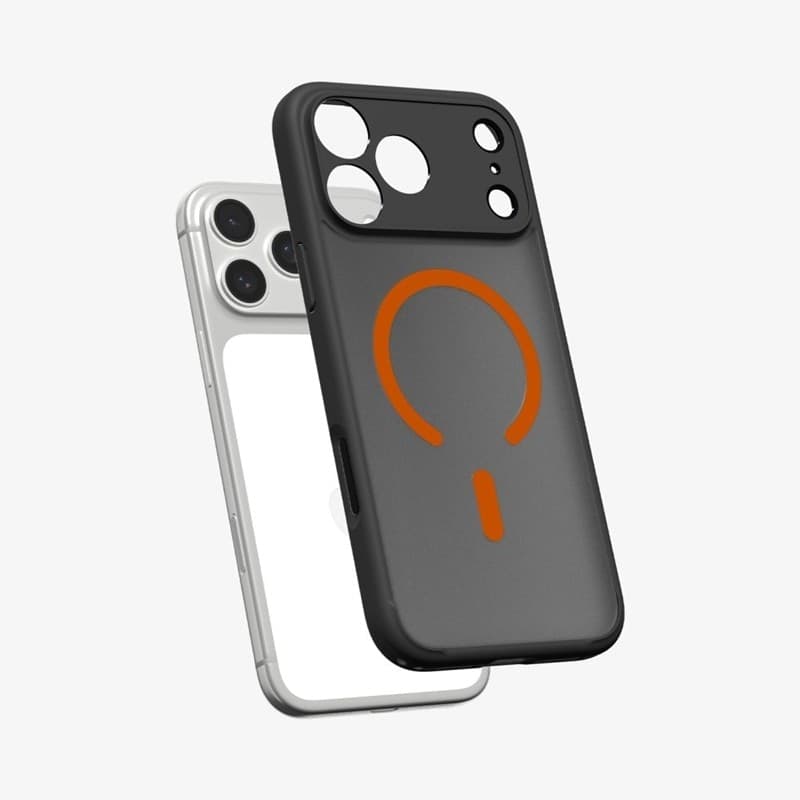 Spigen Ultra Hybrid Mag MagSafe - Custodia per iPhone 17 Pro (Nero Frost / Arancione) - 5