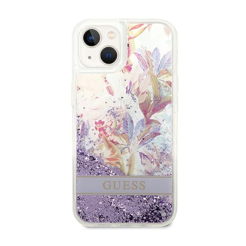 Guess Liquid Glitter Flower - Case for iPhone 14 Plus (Purple) - 3