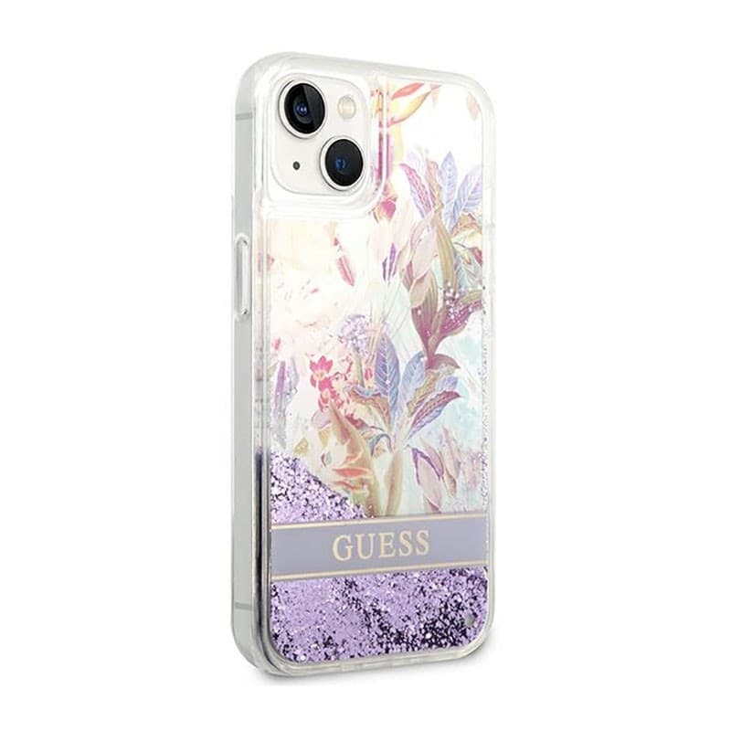 Guess Liquid Glitter Flower - Case for iPhone 14 Plus (Purple) - 4