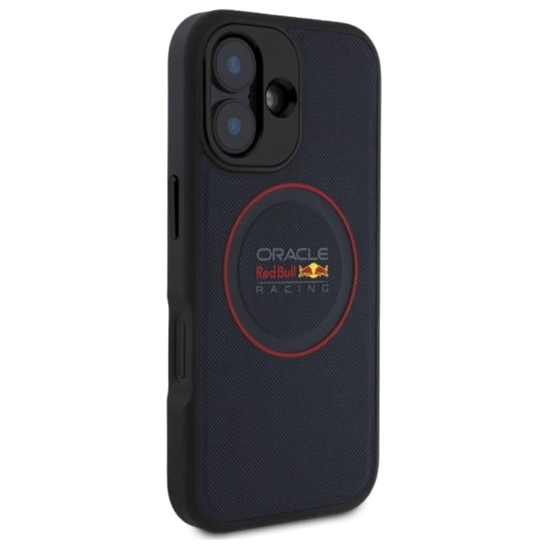 Custodia Red Bull in pelle con anello rosso e MagSafe per iPhone 16 Plus (blu navy) - 4