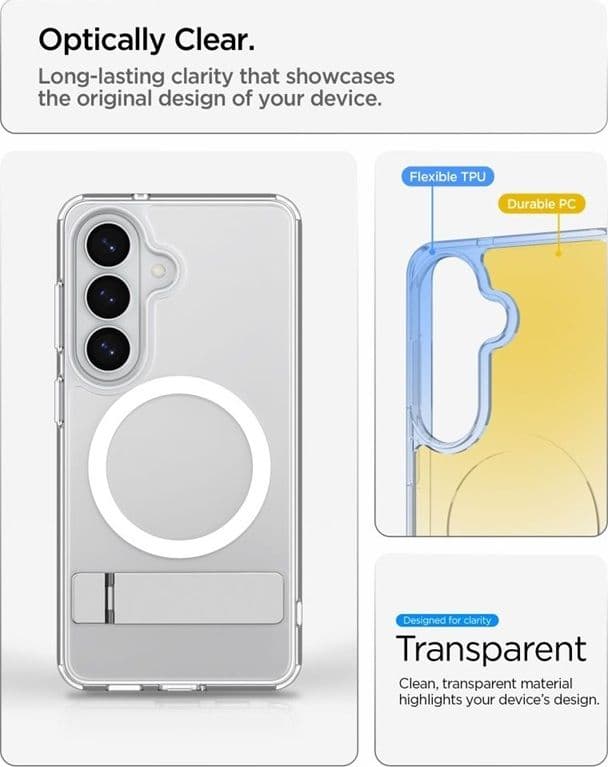 Spigen Ultra Hybrid S Mag MagSafe - Custodia per Samsung Galaxy S26+ (trasparente/bianco) - 8