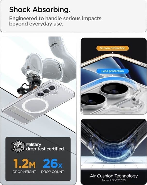 Spigen Ultra Hybrid S Mag MagSafe - Custodia per Samsung Galaxy S26+ (trasparente/bianco) - 10