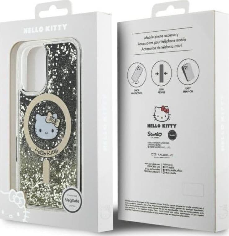 Hello Kitty Liquid Glitter Fever MagSafe - Case for iPhone 16 (black/gold) - 8