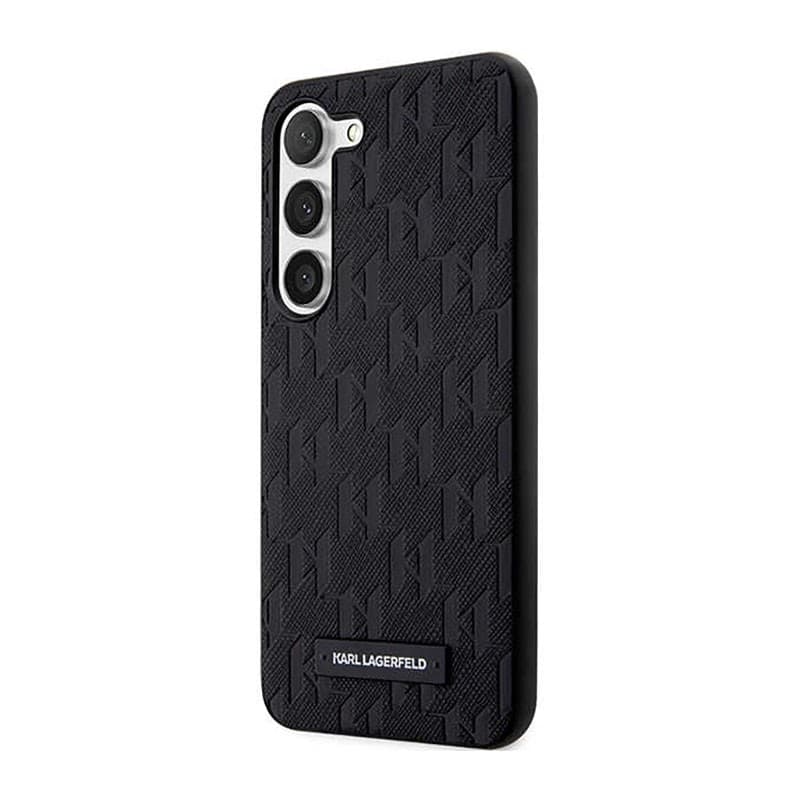 Karl Lagerfeld Saffiano Monogram Metal Logo - Case for Samsung Galaxy S23+ (Black) - 2