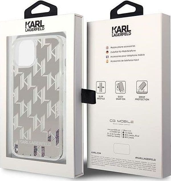 Karl Lagerfeld Monogram Liquid Glitter - Case for iPhone 14 (Silver) - 8