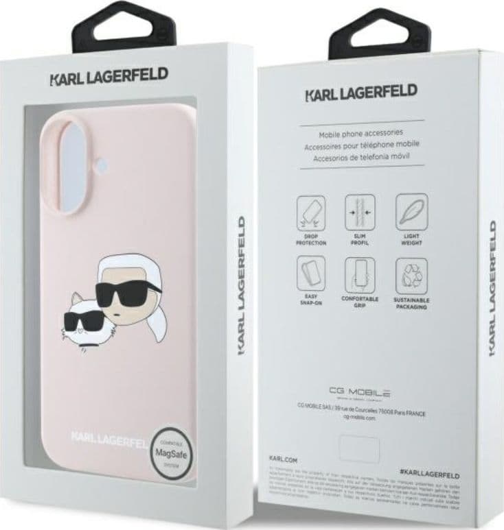 Karl Lagerfeld Silicone Double Heads Print MagSafe - Case iPhone 16 (pink) - 8