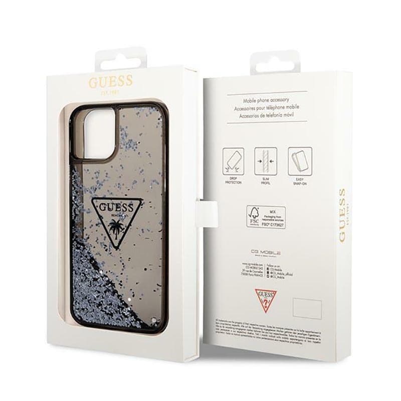 Guess Liquid Glitter Triangle Logo Case - Case for iPhone 14 Plus (Black) - 8