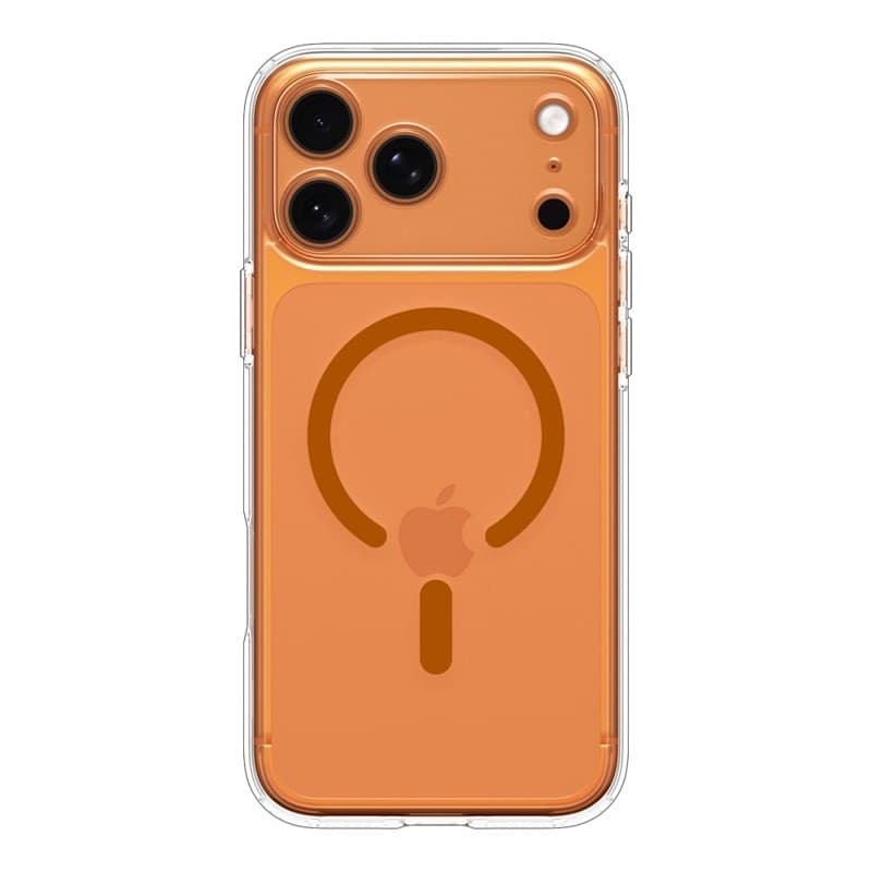 Spigen Ultra Hybrid Mag MagSafe - Custodia per iPhone 17 Pro Max (Trasparente/Arancione) - 2