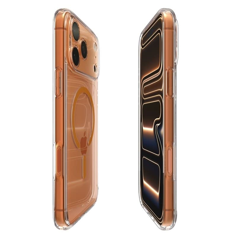Spigen Ultra Hybrid Mag MagSafe - Custodia per iPhone 17 Pro Max (Trasparente/Arancione) - 6