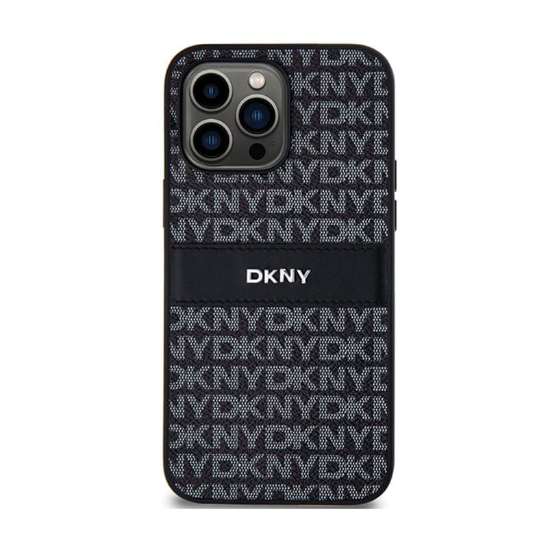 DKNY Leather Mono Stripe & Metal Logo - iPhone 14 Pro Case (black) - 3