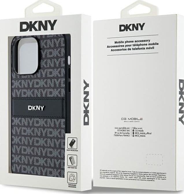 DKNY Leather Mono Stripe & Metal Logo - iPhone 14 Pro Case (black) - 8