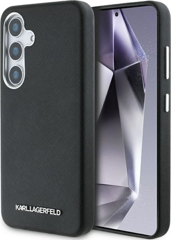 Karl Lagerfeld Saffiano Full Wrapped Elongated Metal Logo MagSafe - Case for Samsung Galaxy S25+ (black)