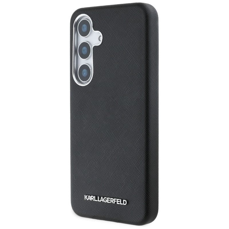 Karl Lagerfeld Saffiano Full Wrapped Elongated Metal Logo MagSafe - Case for Samsung Galaxy S25+ (black) - 2