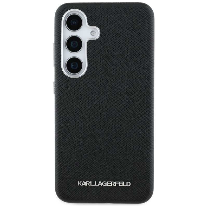 Karl Lagerfeld Saffiano Full Wrapped Elongated Metal Logo MagSafe - Case for Samsung Galaxy S25+ (black) - 3