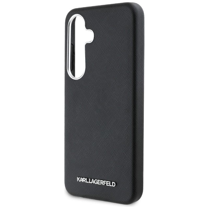 Karl Lagerfeld Saffiano Full Wrapped Elongated Metal Logo MagSafe - Case for Samsung Galaxy S25+ (black) - 6