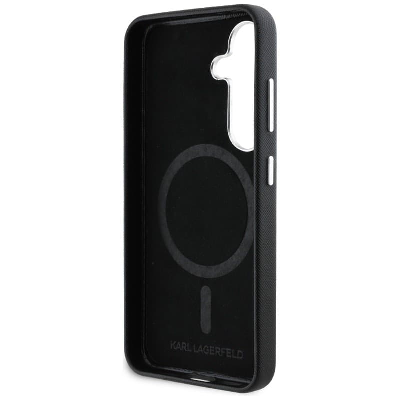 Karl Lagerfeld Saffiano Full Wrapped Elongated Metal Logo MagSafe - Case for Samsung Galaxy S25+ (black) - 7
