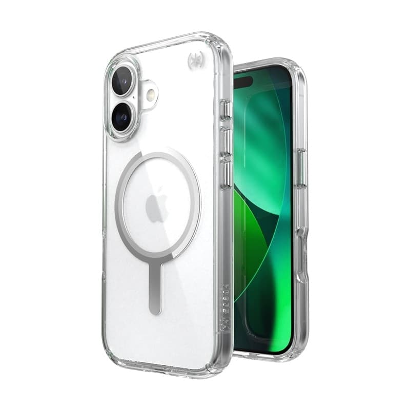 Speck Presidio Perfect Clear MagSafe - Custodia per iPhone 17 (trasparente/argento) - 11