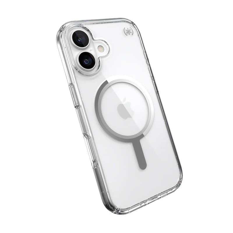 Speck Presidio Perfect Clear MagSafe - Custodia per iPhone 17 (trasparente/argento) - 17