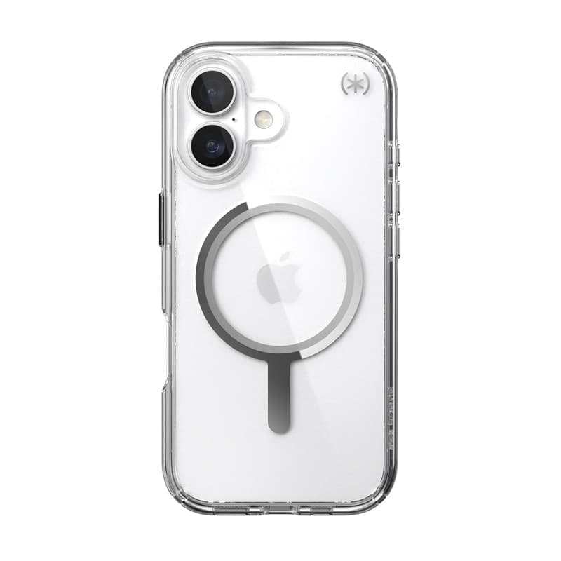 Speck Presidio Perfect Clear MagSafe - Custodia per iPhone 17 (trasparente/argento) - 18