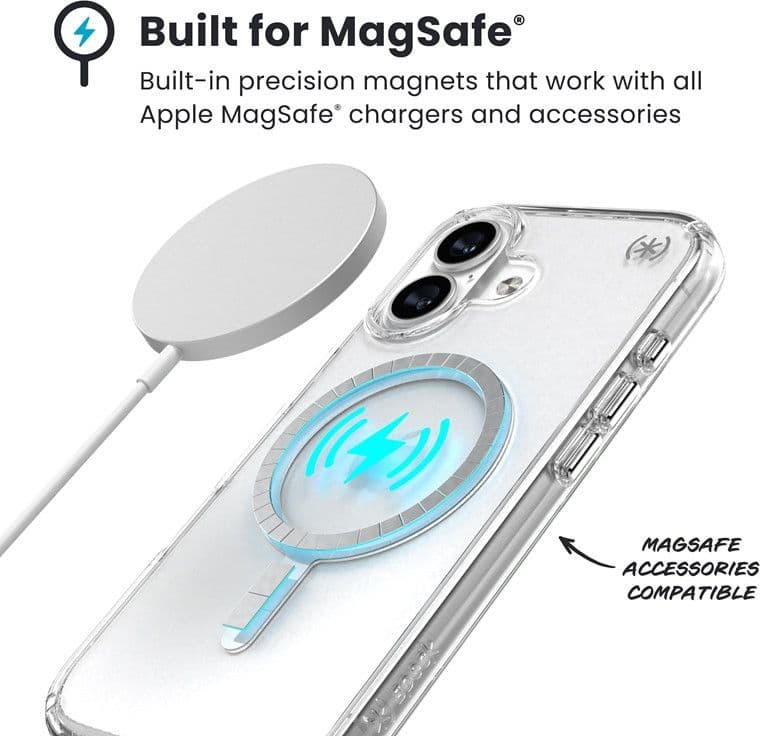 Speck Presidio Perfect Clear MagSafe - Custodia per iPhone 17 (trasparente/argento) - 3