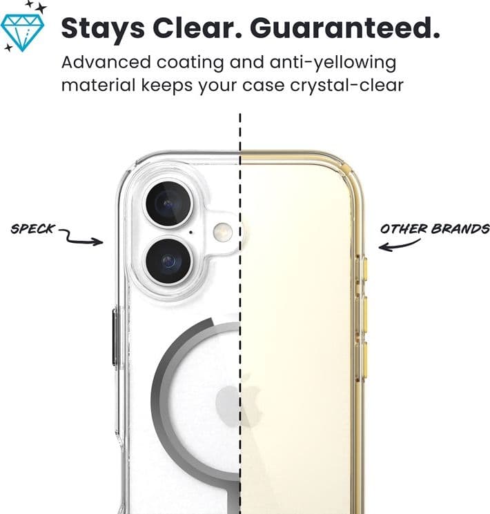 Speck Presidio Perfect Clear MagSafe - Custodia per iPhone 17 (trasparente/argento) - 5