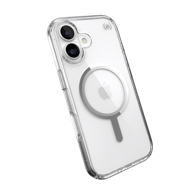 Speck Presidio Perfect Clear MagSafe - Custodia per iPhone 17 (trasparente/argento) - 7