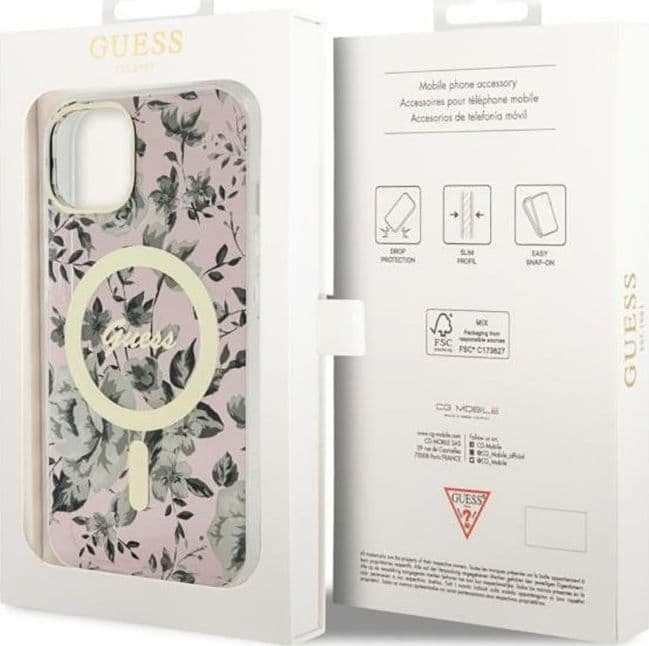 Guess Flower MagSafe - Case for iPhone 14 Plus (Pink) - 8