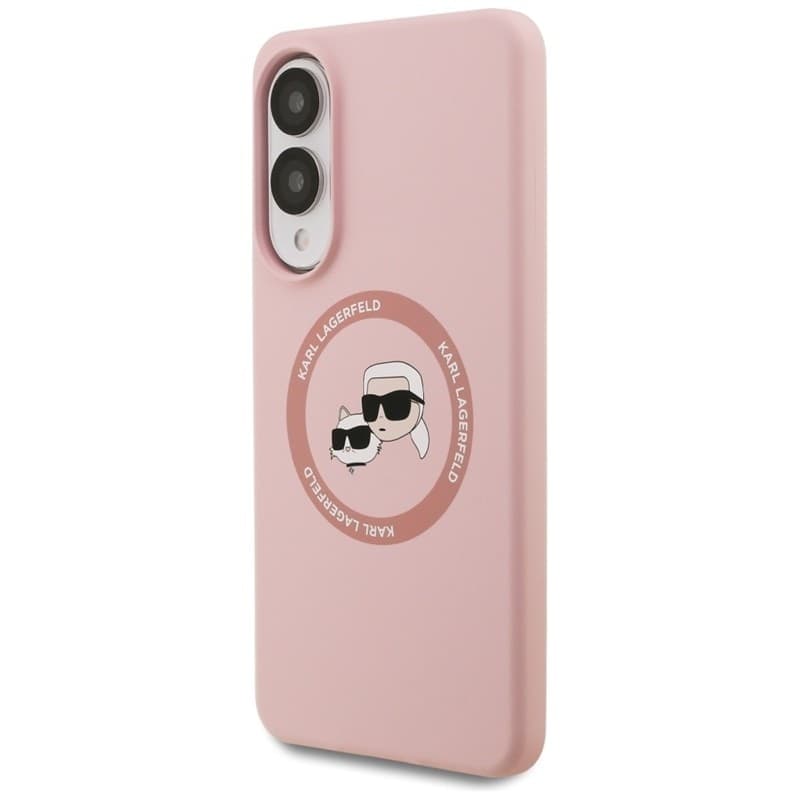 Karl Lagerfeld Silicone Double Heads And Circle MagSafe - Case for Samsung Galaxy S25 Edge (pink) - 2
