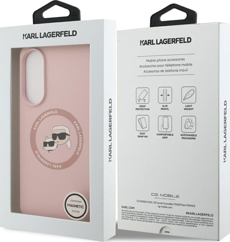Karl Lagerfeld Silicone Double Heads And Circle MagSafe - Case for Samsung Galaxy S25 Edge (pink) - 8