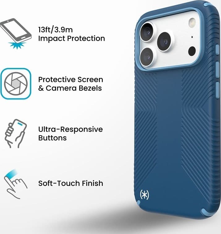 Custodia Speck Presidio2 Grip MagSafe per iPhone 18 Pro / 17 Pro (Deep Sea) - 10