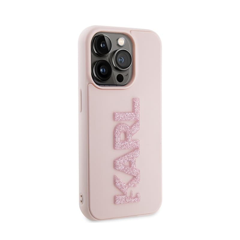 Karl Lagerfeld 3D Rubber Glitter Logo - Case for iPhone 15 Pro (pink) - 4