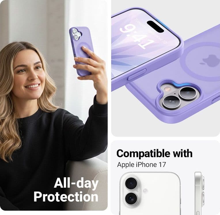 Custodia Crong Hybrid Matte Magnetic - MagSafe per iPhone 17 (lavanda) - 3