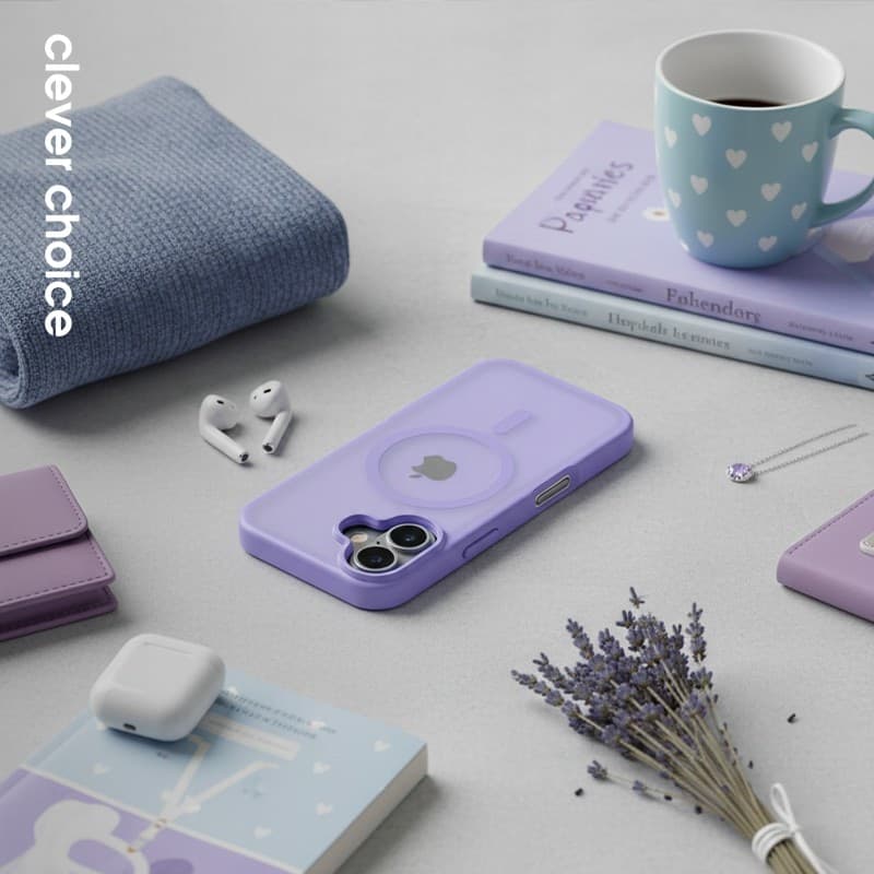 Custodia Crong Hybrid Matte Magnetic - MagSafe per iPhone 17 (lavanda) - 4
