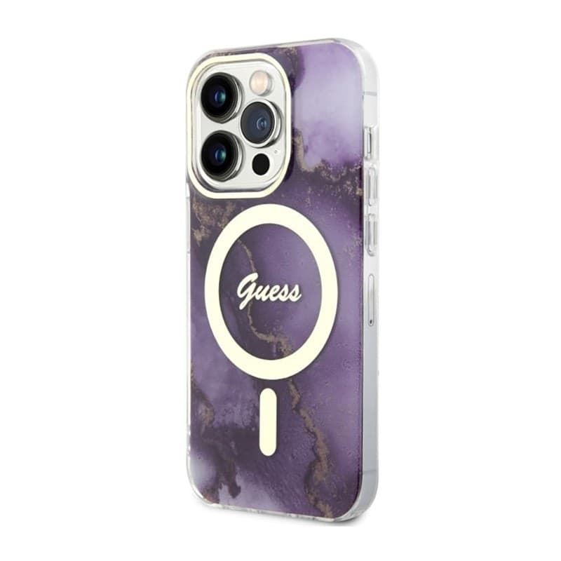 Guess Golden Marble MagSafe - Case for iPhone 14 Pro (Purple) - 2