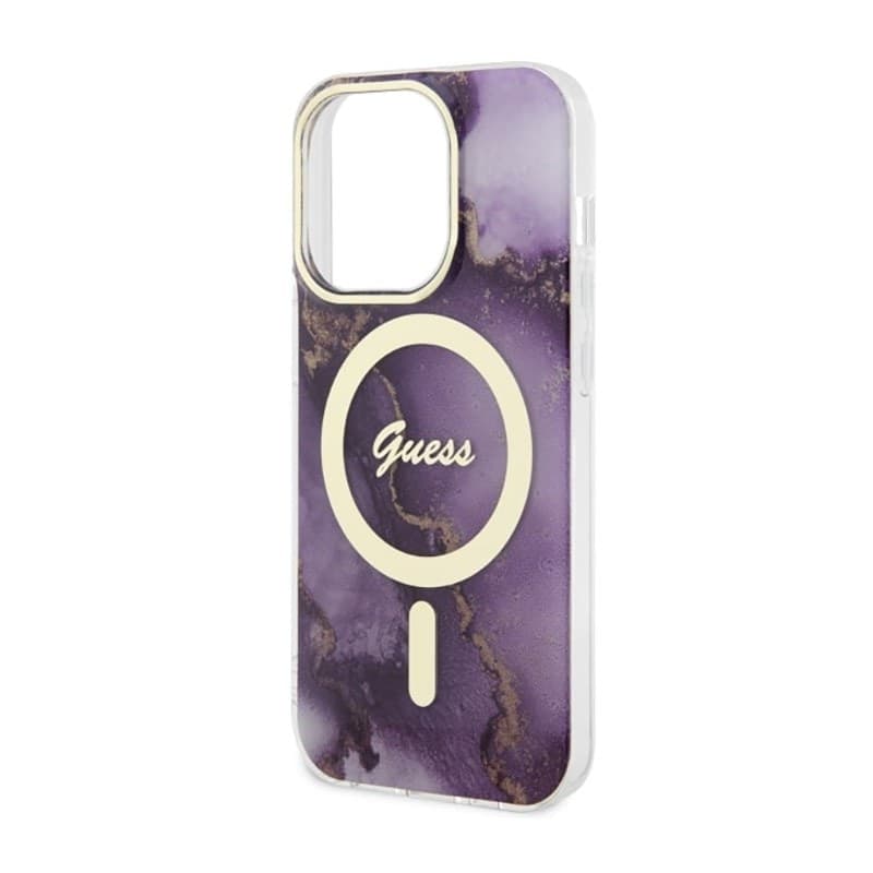 Guess Golden Marble MagSafe - Case for iPhone 14 Pro (Purple) - 6