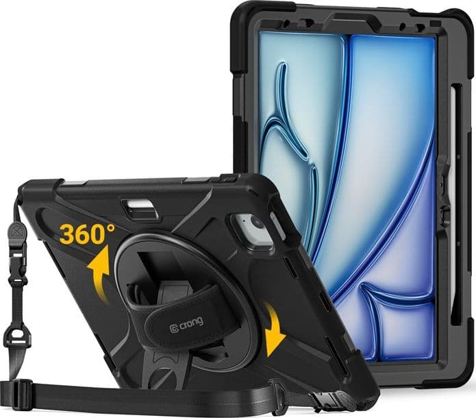 Crong Defender Plus – Custodia protettiva per iPad Air 11” (2026 – 2024) / iPad Air 10.9” (5a-4a generazione) (Nero) - 11