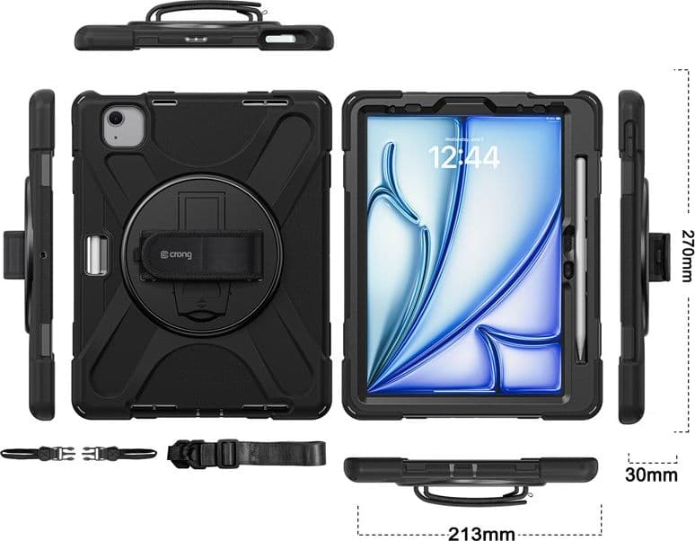 Crong Defender Plus – Custodia protettiva per iPad Air 11” (2026 – 2024) / iPad Air 10.9” (5a-4a generazione) (Nero) - 20