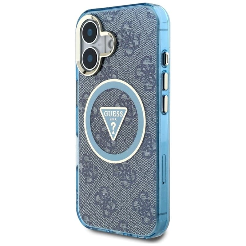 Guess IML Metal Glitter 4G Circle Triangle MagSafe - Case for iPhone 16 (blue) - 2