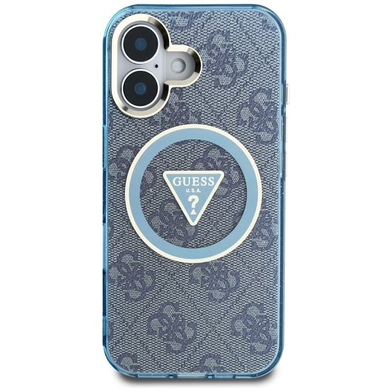 Guess IML Metal Glitter 4G Circle Triangle MagSafe - Case for iPhone 16 (blue) - 3