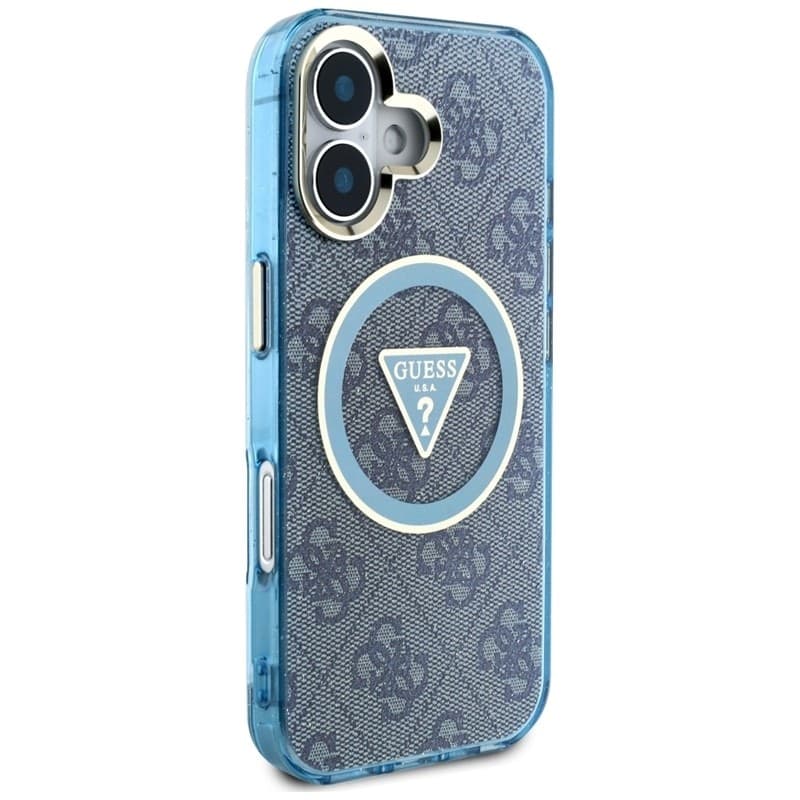 Guess IML Metal Glitter 4G Circle Triangle MagSafe - Case for iPhone 16 (blue) - 4