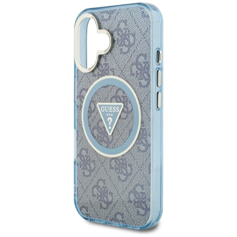 Guess IML Metal Glitter 4G Circle Triangle MagSafe - Case for iPhone 16 (blue) - 6