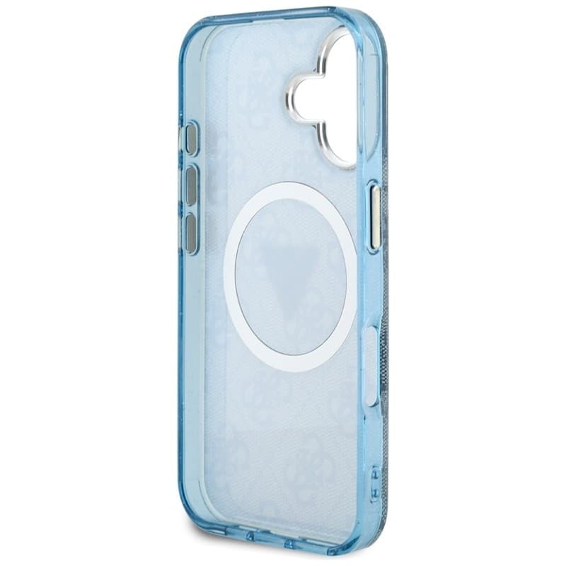 Guess IML Metal Glitter 4G Circle Triangle MagSafe - Case for iPhone 16 (blue) - 7