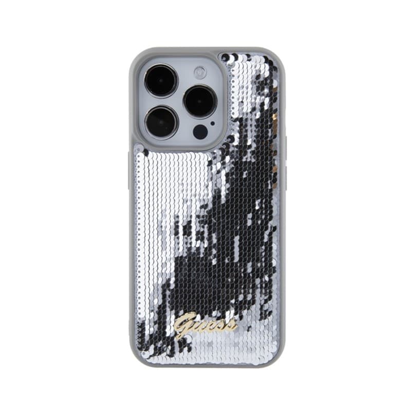 Guess Sequin Script Metal - Case for iPhone 15 Pro (Silver) - 3