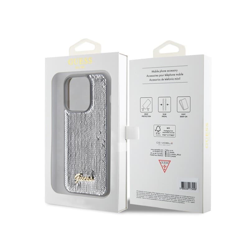 Guess Sequin Script Metal - Case for iPhone 15 Pro (Silver) - 8