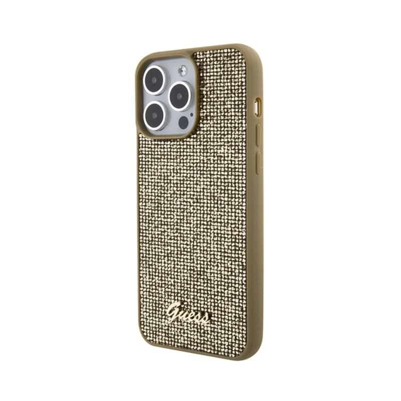 Guess Disco Metal Script - Case for iPhone 15 Pro Max (Gold) - 2