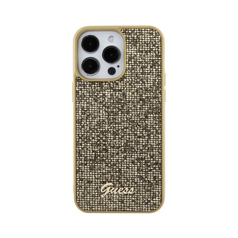 Guess Disco Metal Script - Case for iPhone 15 Pro Max (Gold) - 3