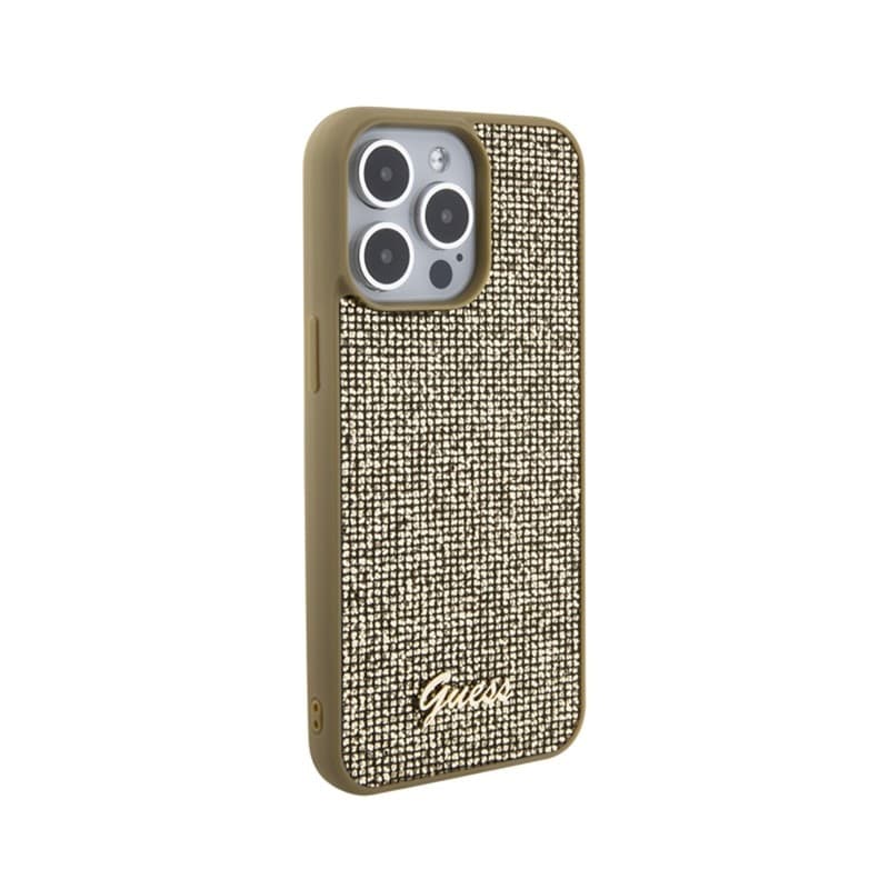 Guess Disco Metal Script - Case for iPhone 15 Pro Max (Gold) - 4