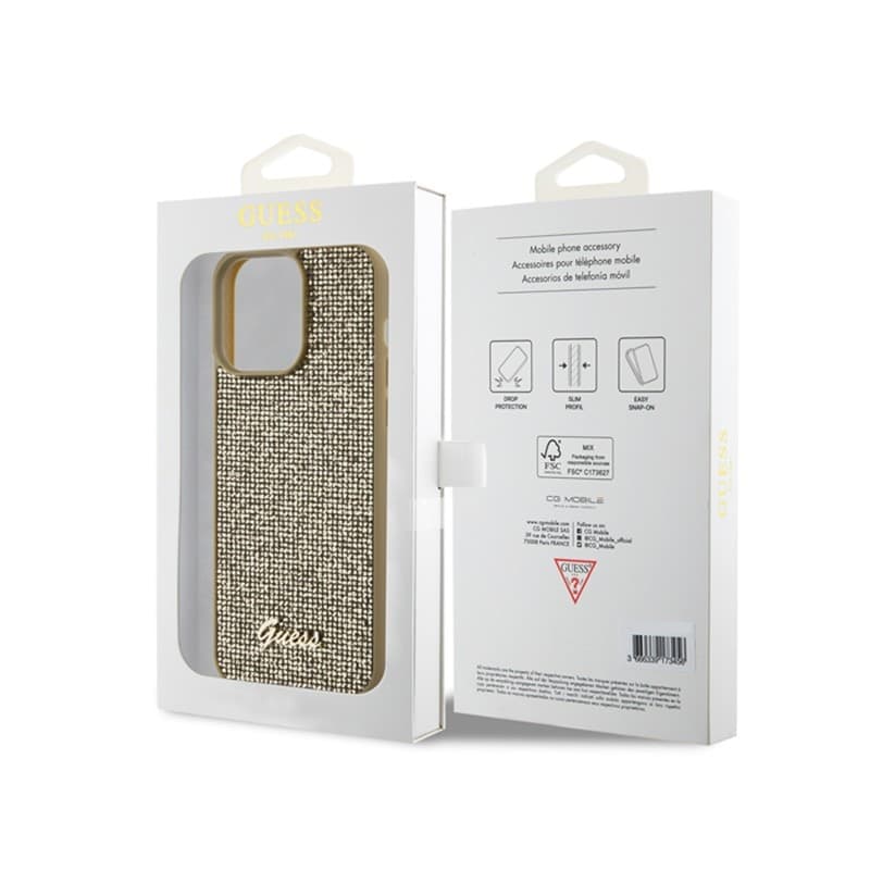 Guess Disco Metal Script - Case for iPhone 15 Pro Max (Gold) - 8