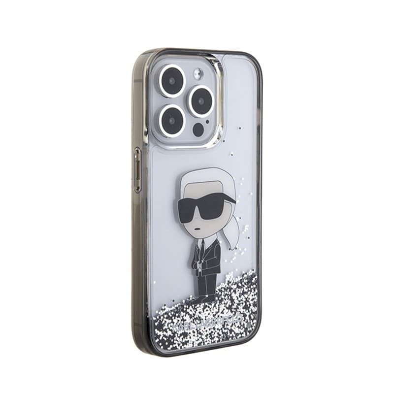 Karl Lagerfeld Liquid Glitter Ikonik - iPhone 15 Pro Case (Transparent) - 4