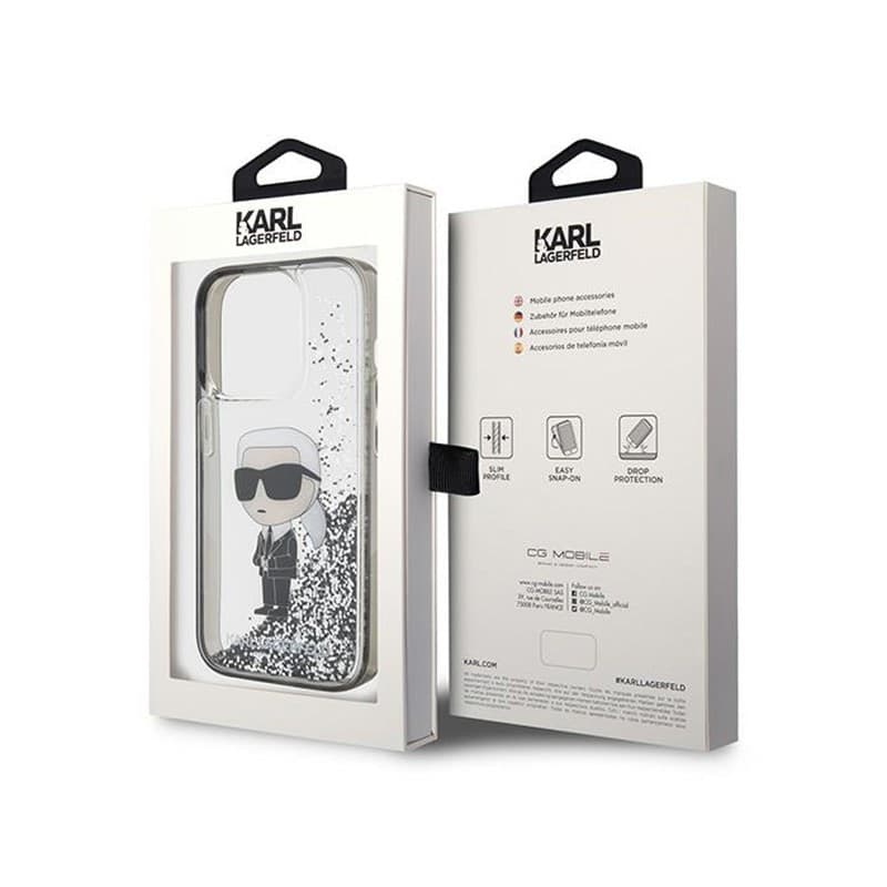 Karl Lagerfeld Liquid Glitter Ikonik - iPhone 15 Pro Case (Transparent) - 8